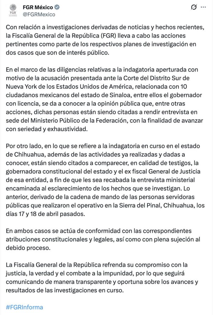 cita fgr a comparecer 10 personas