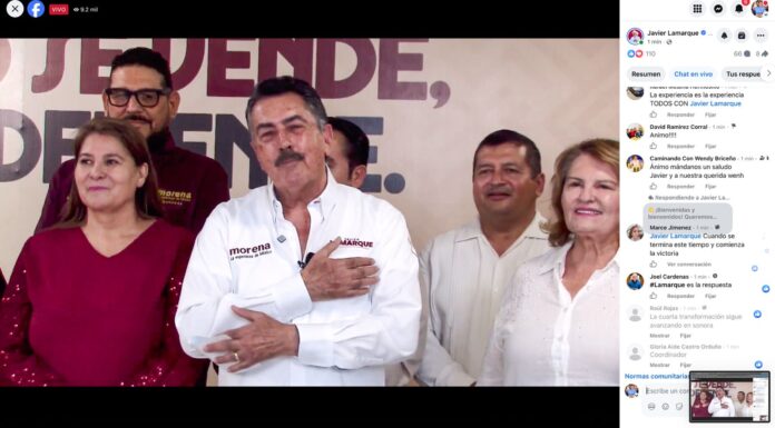 Javier Lamarque durante Asamblea Informativa Digital rumbo a la interna de Morena en Sonora Javier Lamarque durante Asamblea Informativa Digital rumbo a la interna de Morena en Sonora