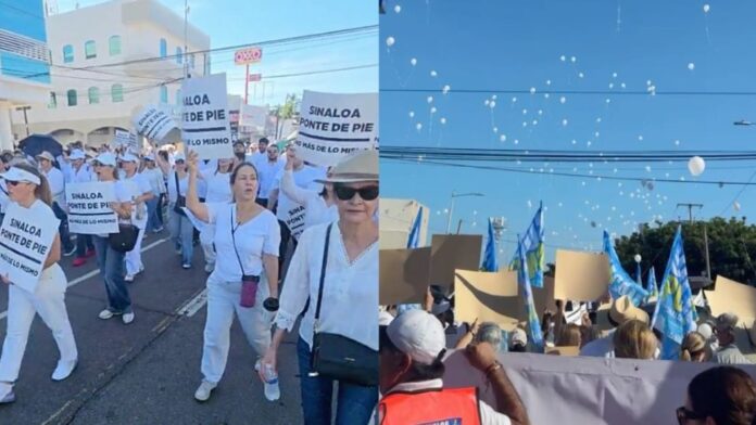Ciudadanos marchan en Culiacán con el mensaje Sinaloa, ponte de pie