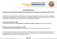 UNISON suspende clases presenciales por impacto de Polo: estas son las fechas Universidad de Sonora suspende clases presenciales por tormenta Polo